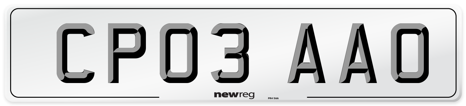 CP03 AAO Number Plate from New Reg